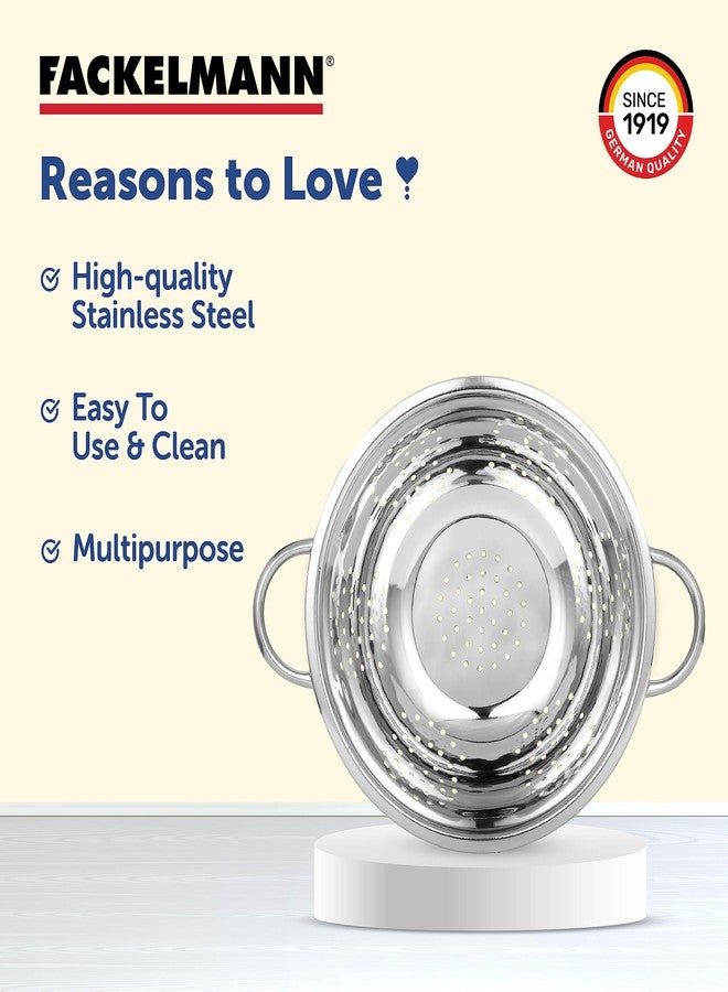 Fackelmann Colander 24 CM, Multipurpose Stainless Steel Colander - Durable, Anti-Rust Kitchen Accessories Items - Essential Kitchen Colander for Washing Fruits, Vegetables, Rice & More - Image 4